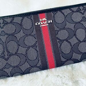 Coach Black and Red Wallet with Monogram Pattern